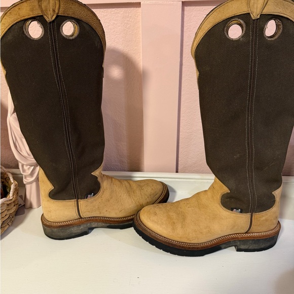Justin Boots Brown Canvas and Tan Leather Pull-On Work Boots main image 4